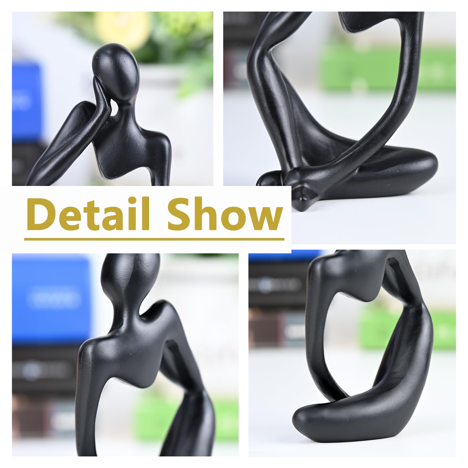 Abstrakte Denker Skulptur Set – 3 Kleine Statuen Aus Kunstharz, Schwarz, Für Deko Zu Hause, Büro & Regal