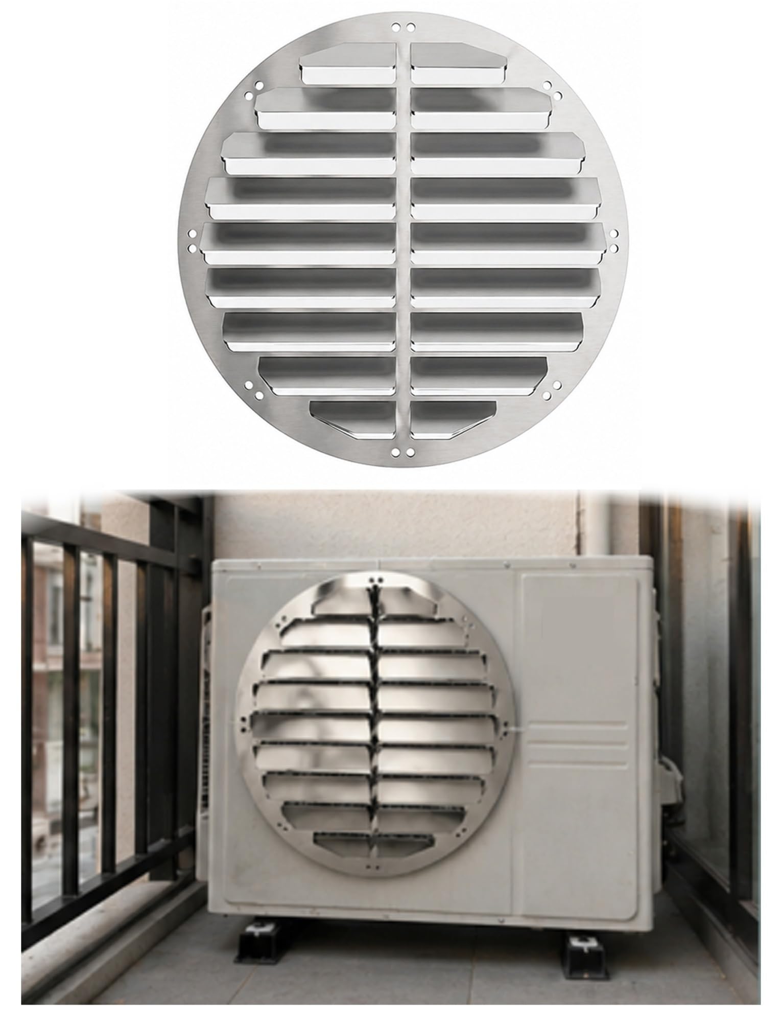 Déflecteur rond en acier inox haut de gamme pour unité extérieure de climatiseur de terrasse