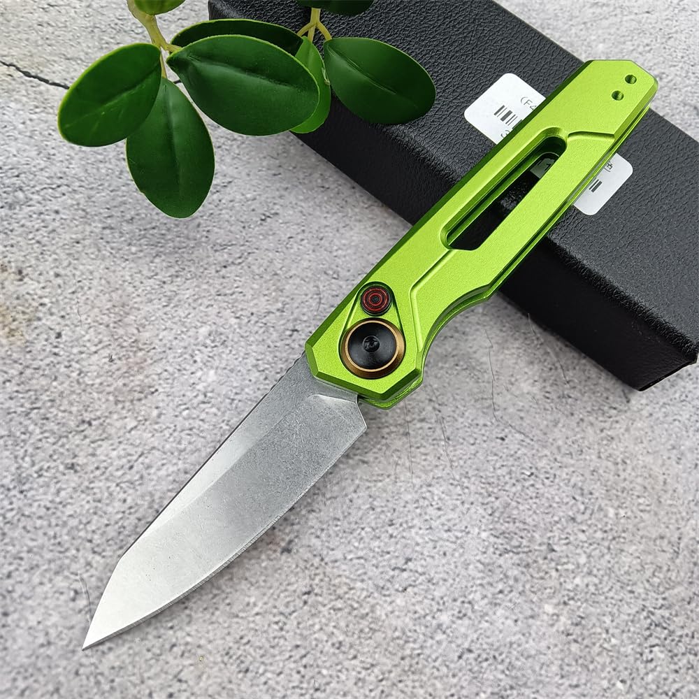Generic 6.7in EDC Pocket Folding Knife, Assisted Button lock knife Knife for Men, 8Cr13Mov Blade, Aviation Aluminum Green Handle with Belt Clip, Portable for Camping Survival