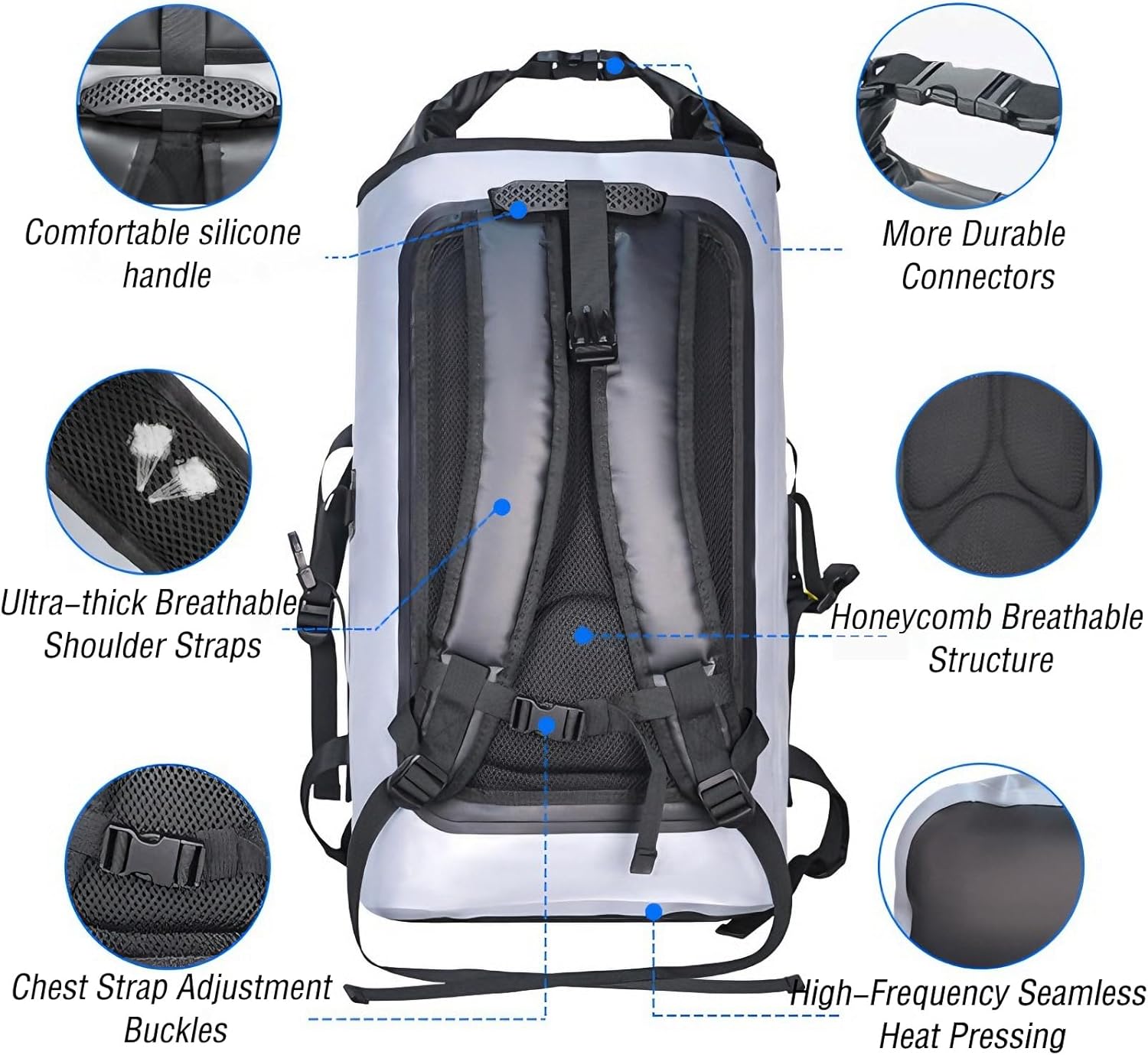 Waterproof Backpack, PVC Waterproof Bag, Suitable for Camping, Hiking, Swimming, and Water Sports