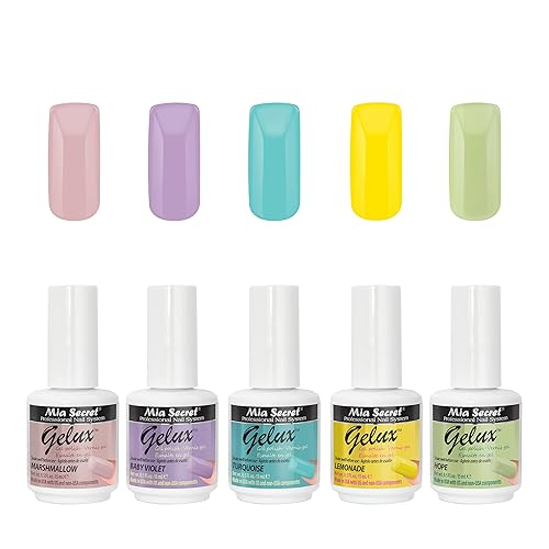 Mia Secret Gelux - Kit de esmalte de uñas de gel de remojo colección de esmaltes de gel de 5 piezas brisa de verano - Kit de esmalte de uñas de gel