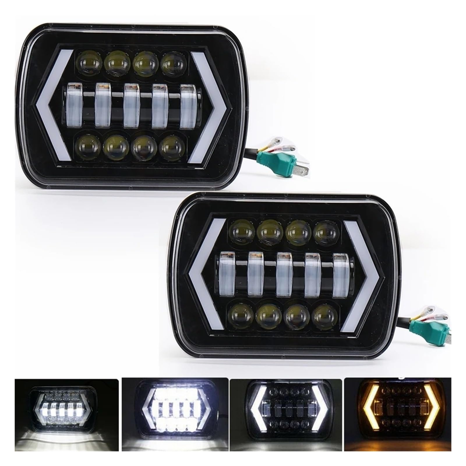Faro Anteriore Quadrato H4 Da 90 W 7x6'' 5x7 Per Toyota Per Pick-up Per MR2 Per Celica Impermeabile LED Bianco DRL Ambra Indicatori Di Direzione Camion Principale Fari Faro