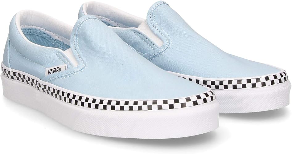 Vans slip on check foxing blue and white skate shoes Clearance