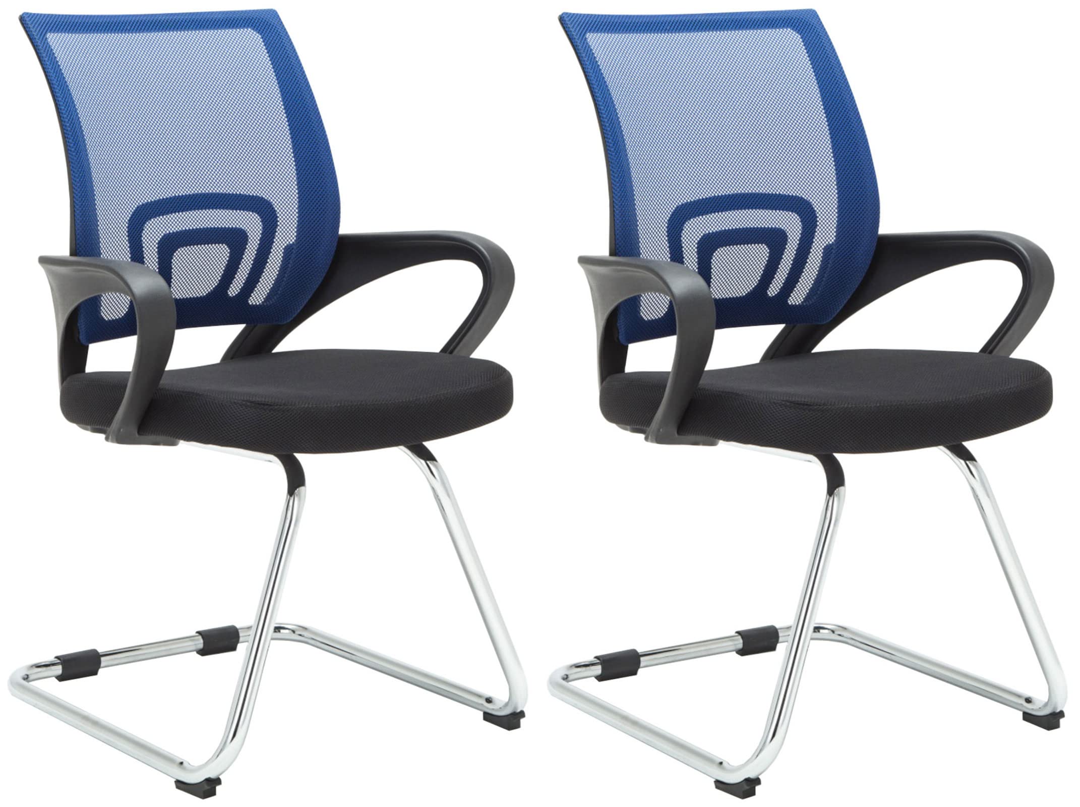 CLP Set 2 Sedie Da Studio Eureka I Seduta In Rete E Telaio In Metallo I Con Braccioli, Colore:blu