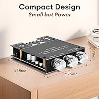 Vista 4 de ZK-1002T Placa amplificadora Bluetooth, placa amplificadora de 100W+100W de 2.0 canales con control de agudos/graves, DC 12-24V, entradas Bluetooth