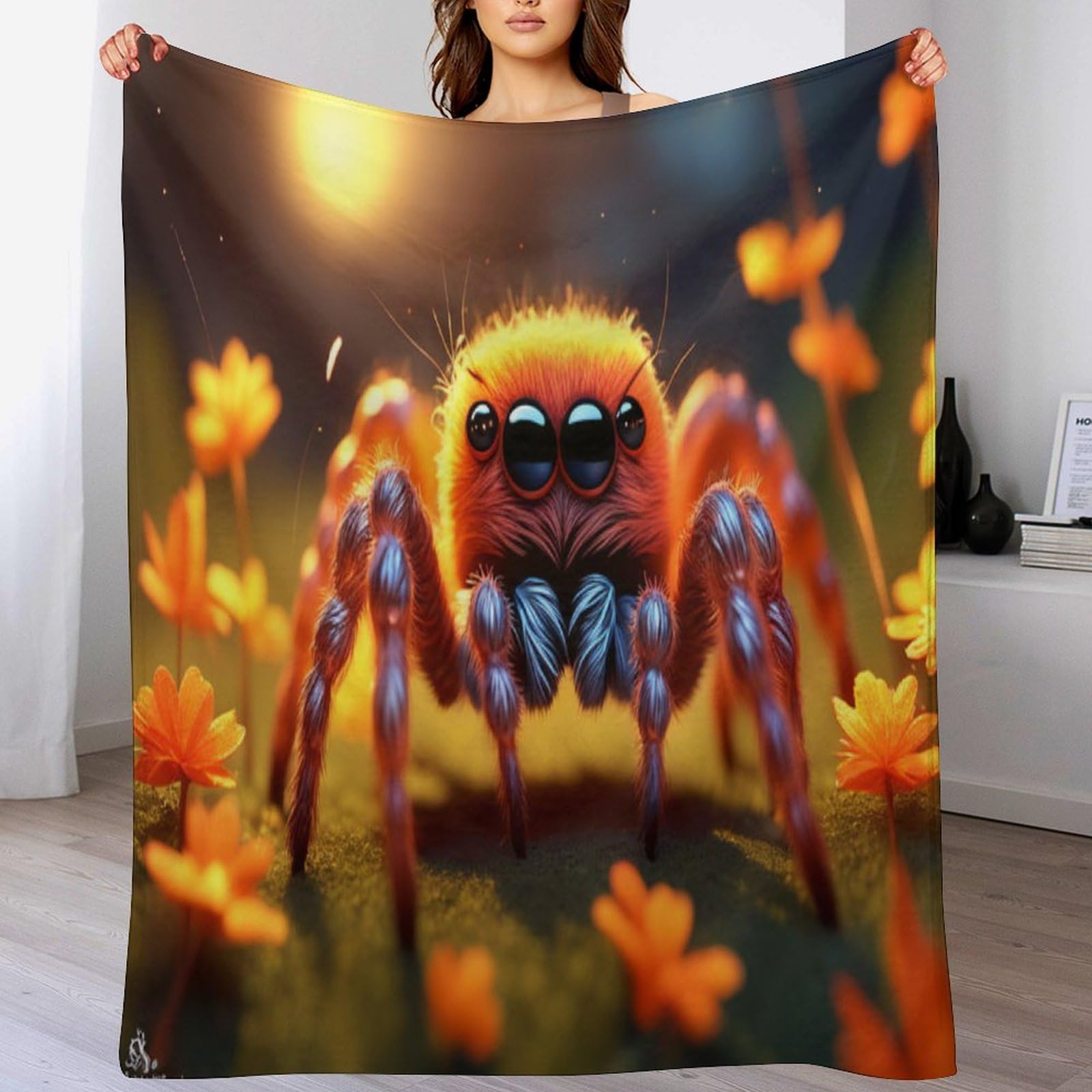 Couverture polaire araignée en flanelle épaisse pour soirées cocooning au salon