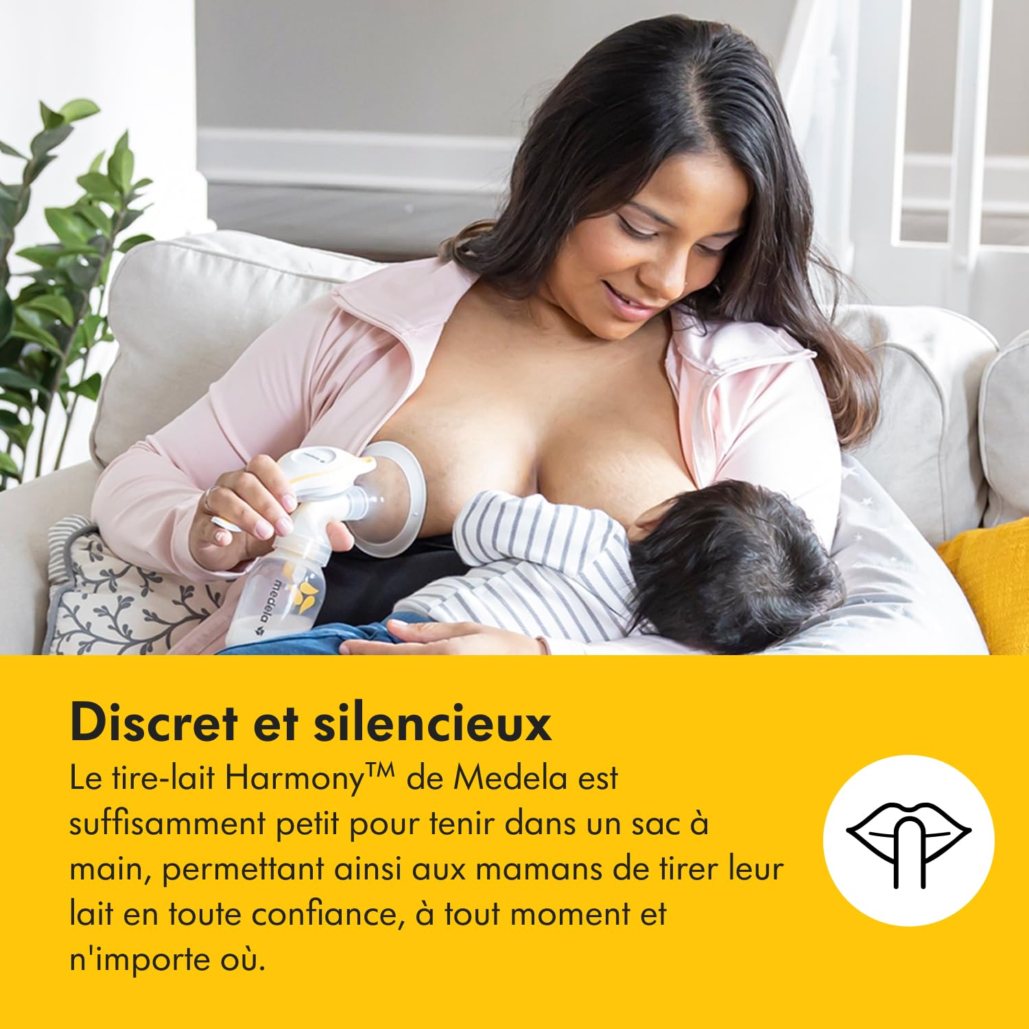 Medela tire-lait manuel Harmony, design Suisse compact avec protections PersonaFit Flex et technologie 2-Phase Expression Medela
