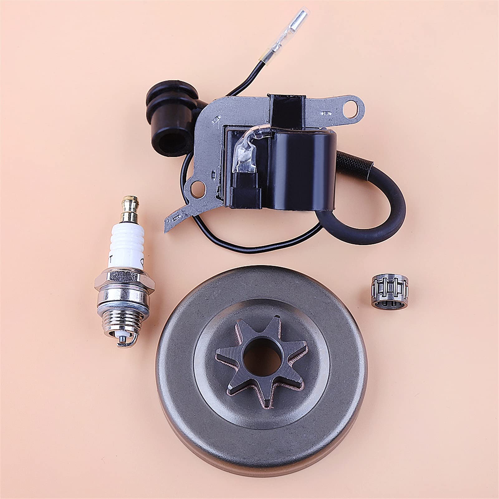 Kit de Bobina Encendido Tambor piñón Embrague, bujía Motosierra, cojinete Agujas, for Echo, CS3700 CS4200 Reemplazo del Tambor de Embrague de Motosierra