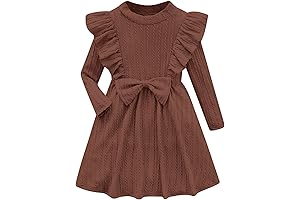 Fall Long Sleeve Ruffle Dresses for Toddler Girls