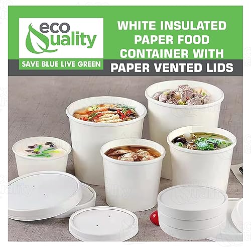 Miniatura 4 de Recipientes desechables de papel blanco para sopa con tapas, tazas de helado de papel, cuencos de postre desechables, tazas de yogur congelado,