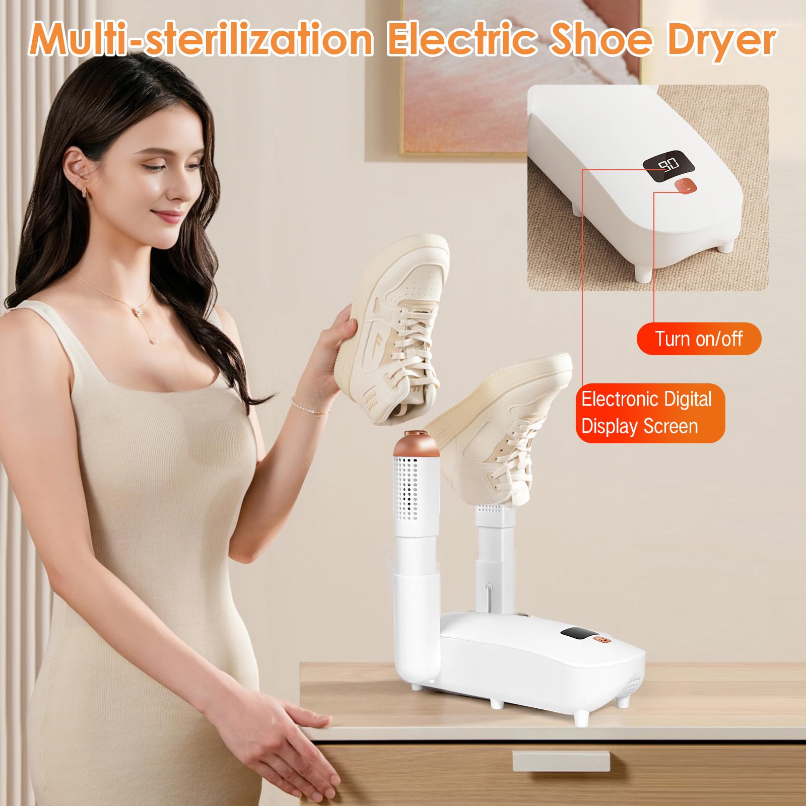 Secador de Zapatos EléCTRico con Temporizador, Esterilizable MúLTiple para Zapatos, Botas, Guantes y Botas de Esquí