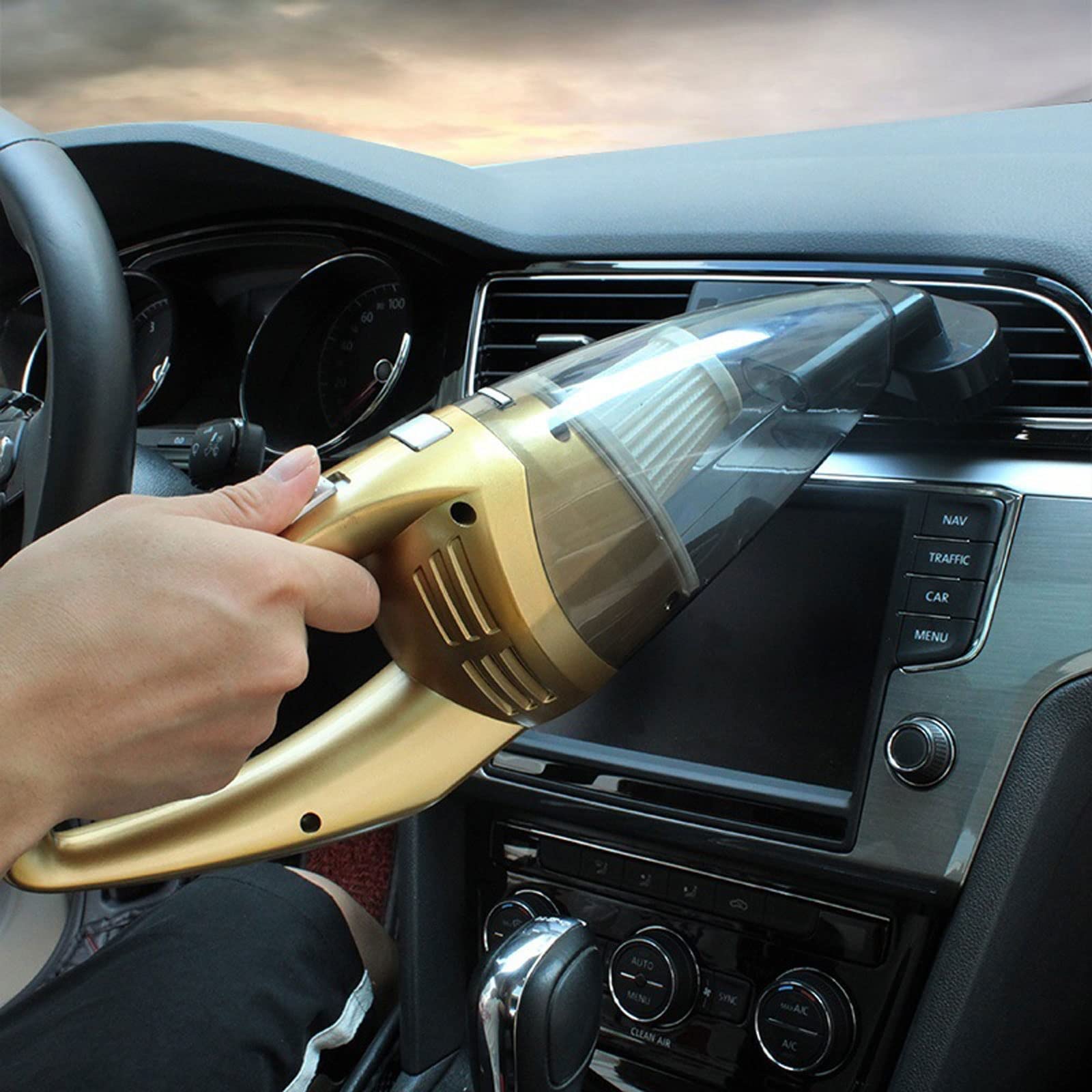 Hartboden-Staubsauger, Auto-Staubsauger, tragbarer Kleiner Handstaubsauger, Nass- und Trocken-Hochleistungs-Haushaltsreiniger mit starker Saugkraft (Farbe: 1 schwarzes Set)