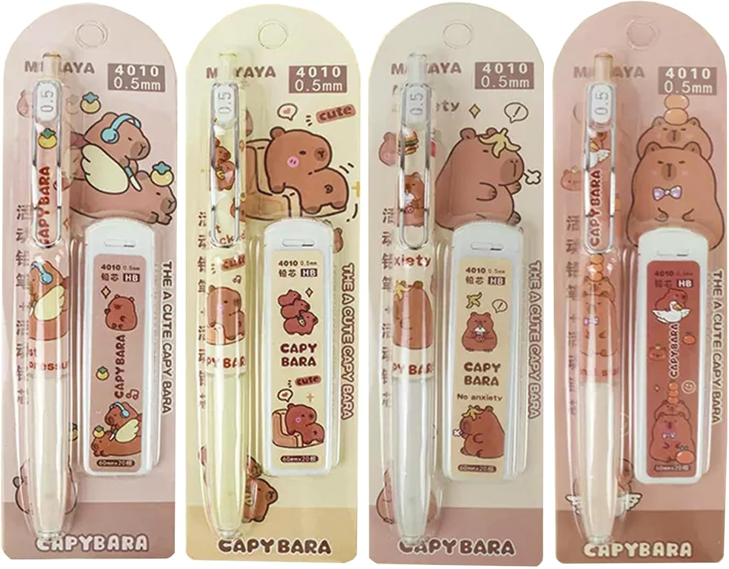 4 Pcs Mechanical Pencils with Refills 0.5mm Cute Capybara Mechanical Pencil Kawaii Cartoon Mechanical Pencils Office School Pencil for Kids Students Women Girls Boys Pencils (4 Set-Capybara1) 4 Pcs Mechanical Pencils with Refills 0.5mm Cute Capybara Mechanical Pencil Kawaii Cartoon Mechanical Pencils Office School Pencil for Kids Students Women Girls Boys Pencils (4 Set-Capybara1)