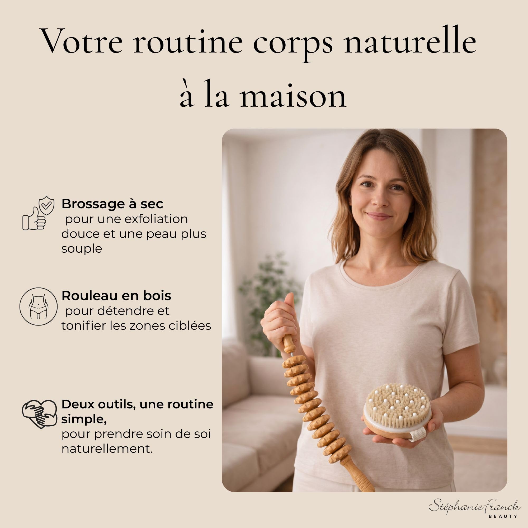 Set Maderothérapie Corps, Rouleau & Brosse à Sec | Routine corps 2-en-1 : massage manuel et brossage à sec