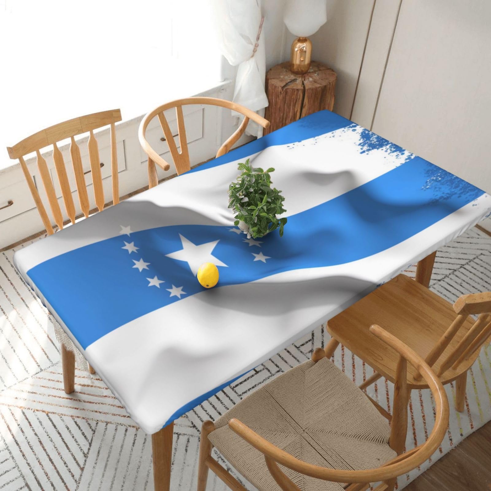 WPKJU Blue Honduras Flag Printed Tablecloths 5ft Rectangular Table Covers Washable Polyester Decorative Table Cloth for Dining Table Picnic Wedding