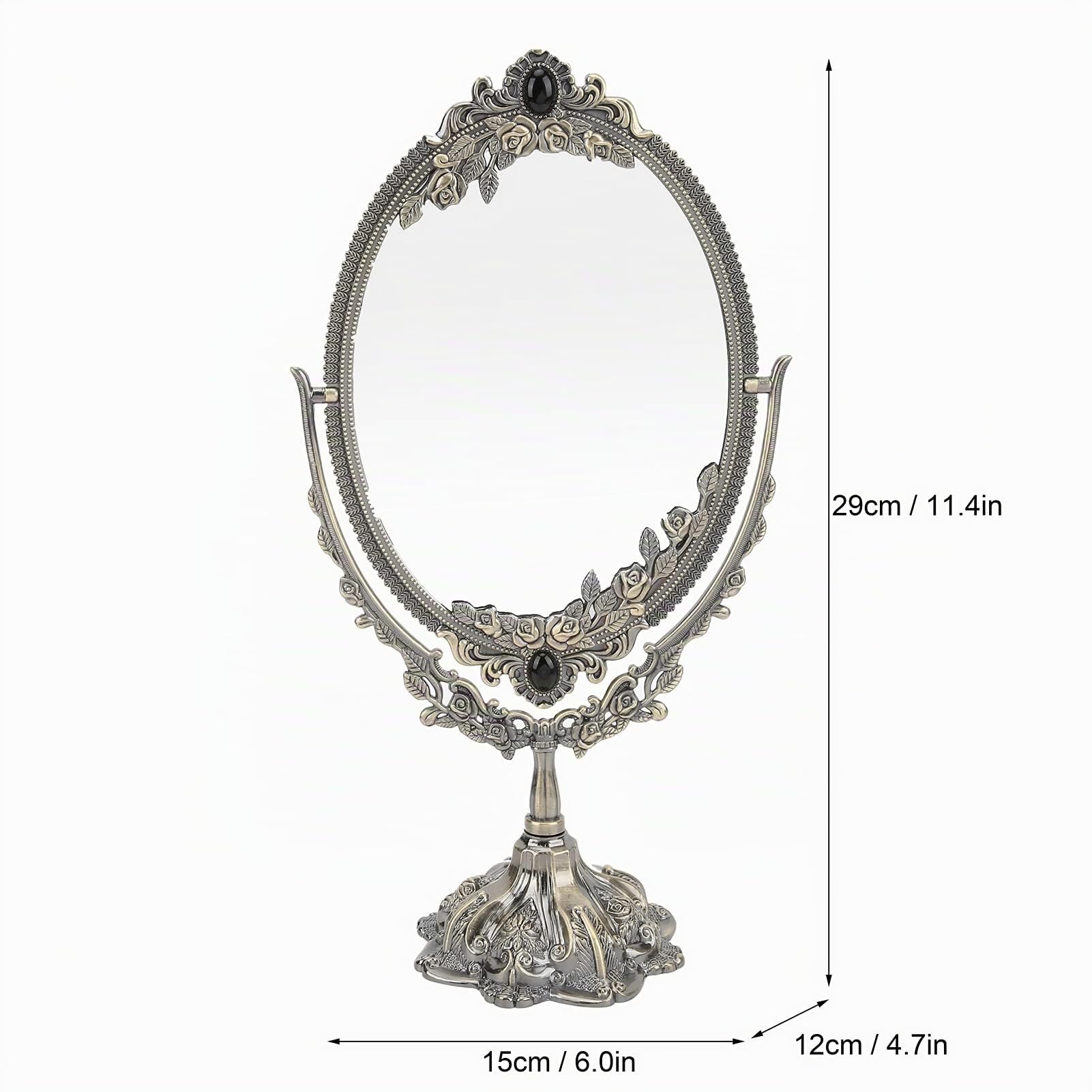 Espejo de Maquillaje Vintage Gótico - Aleación de Zinc Doblable Lateral (Small)