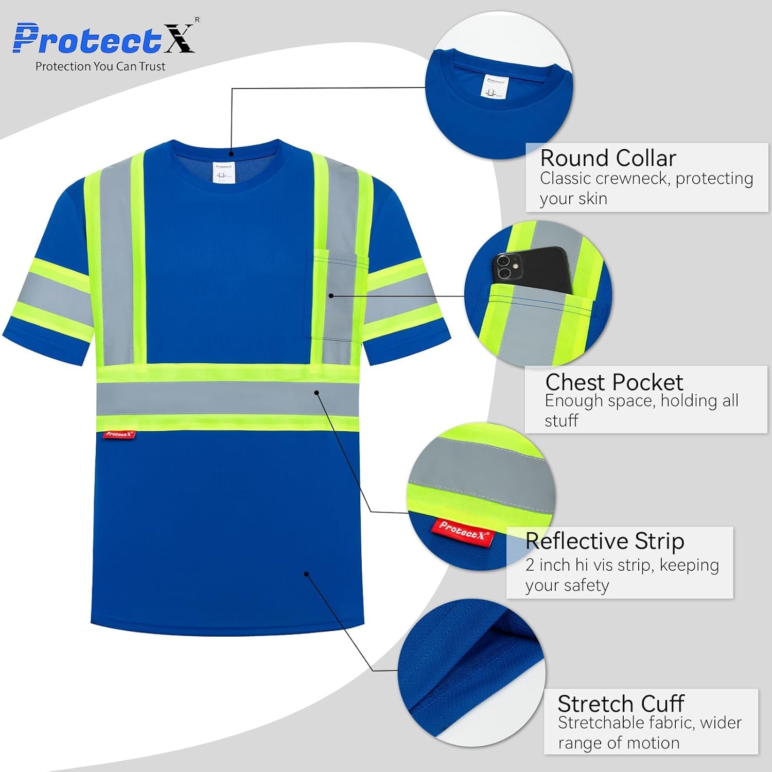 ProtectX Hi Vis Shirts Short Sleeve Full Brim Hard Hats for Construction