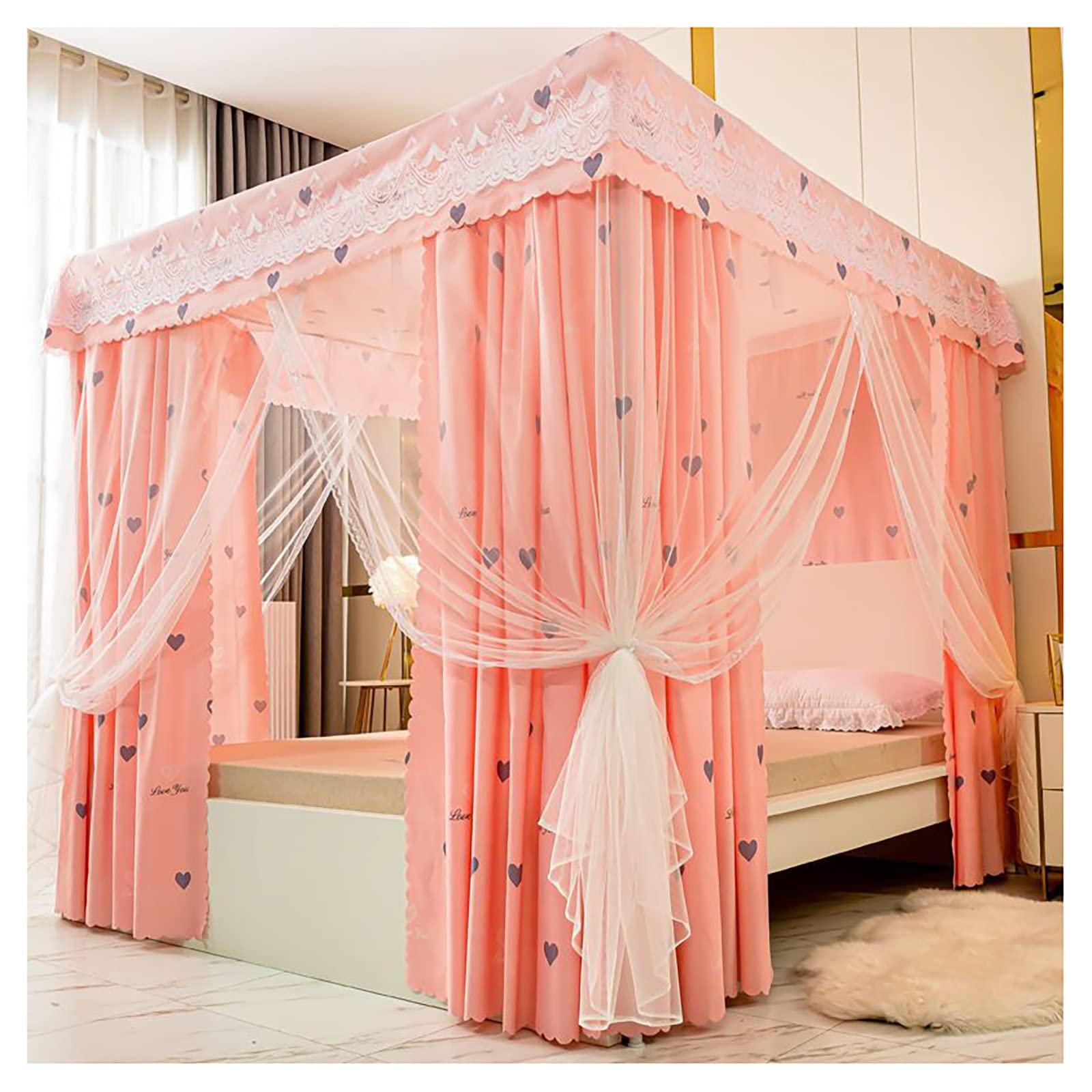 Dosel para cama King de 1,8x2,2m con soporte y mosquitera cortina HAS