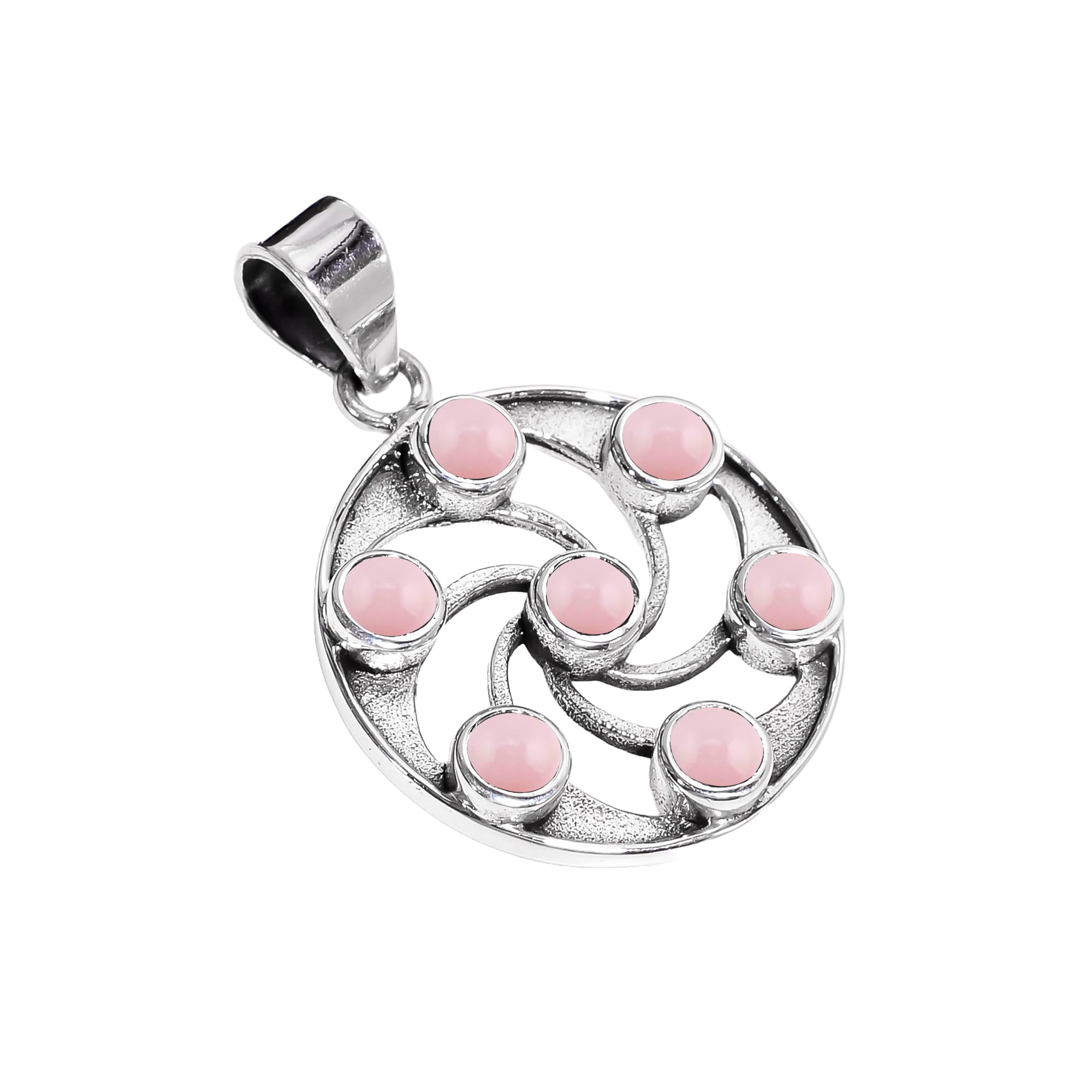 Pendentif en argent sterling 925 avec pierres précieuses rondes naturelles pour femme, collier fait main de style bohème