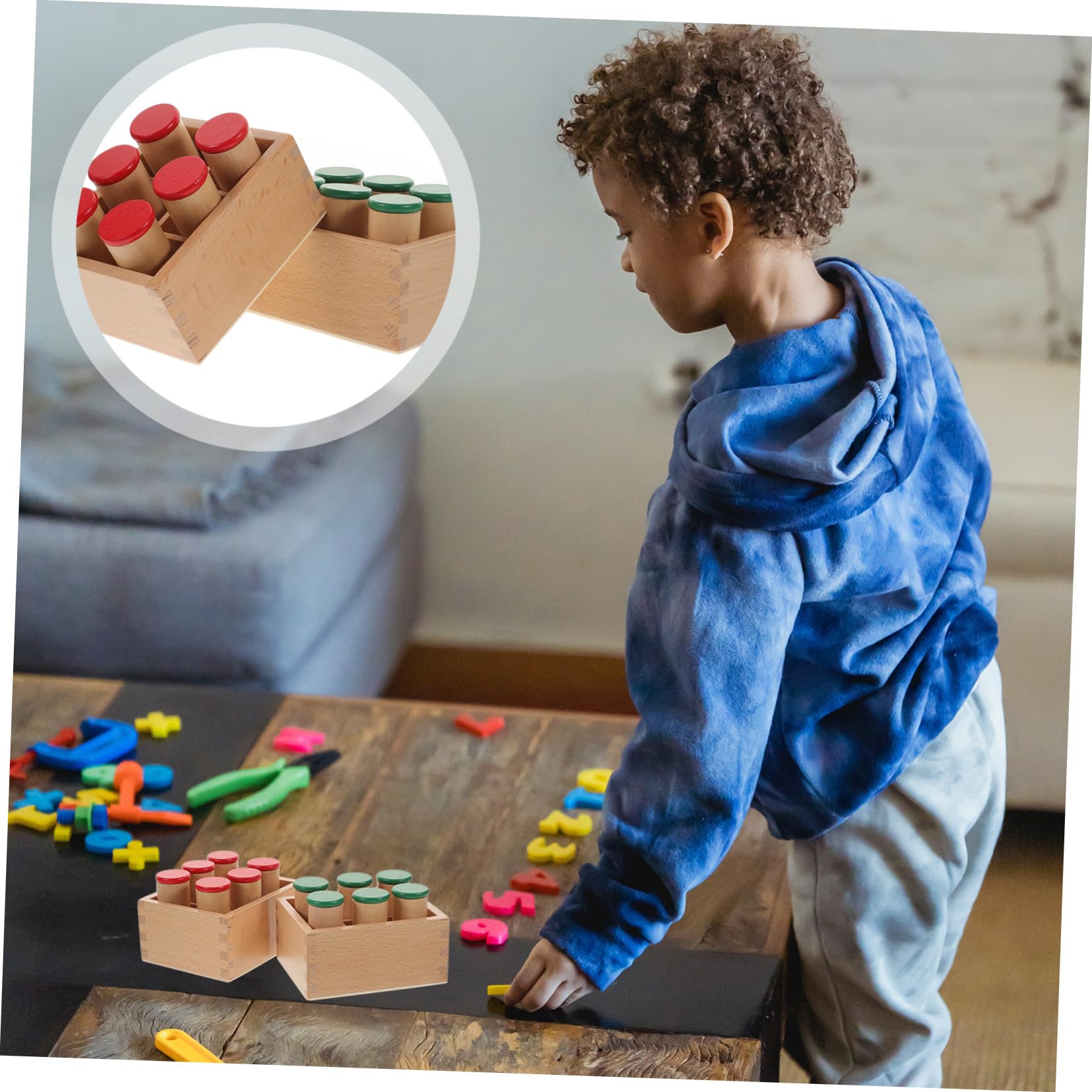 Sound Cylinder Shaking Box in Legno, Gioco Sensoriale | Sei Scomparti, Design Educativo per Bambini, Training Uditivo e Concentrazione