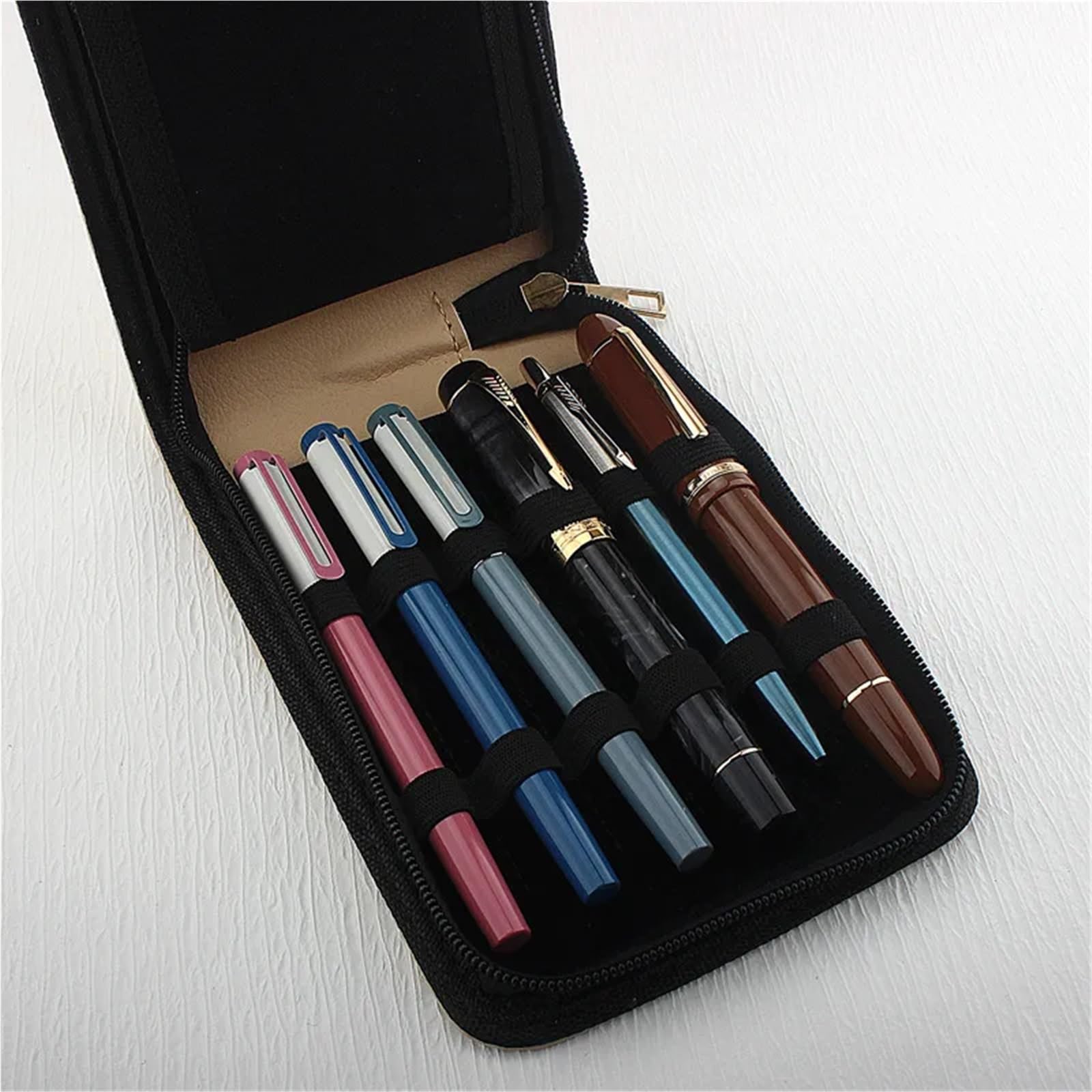 12 fentes stylo plume rétro pochette étui à crayons en cuir PU for crayon Pour Fournitures(Color4)