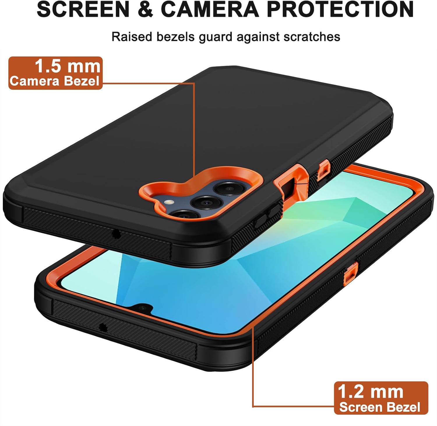 RubCase for Samsung Galaxy A16 5G Case with Belt Clip Holster,2X Screen Protector,Heavy Duty Military Grade Full Body Shockproof Dust-Proof Rugged Protective Cover for Samsung Galaxy A16 (Orange)