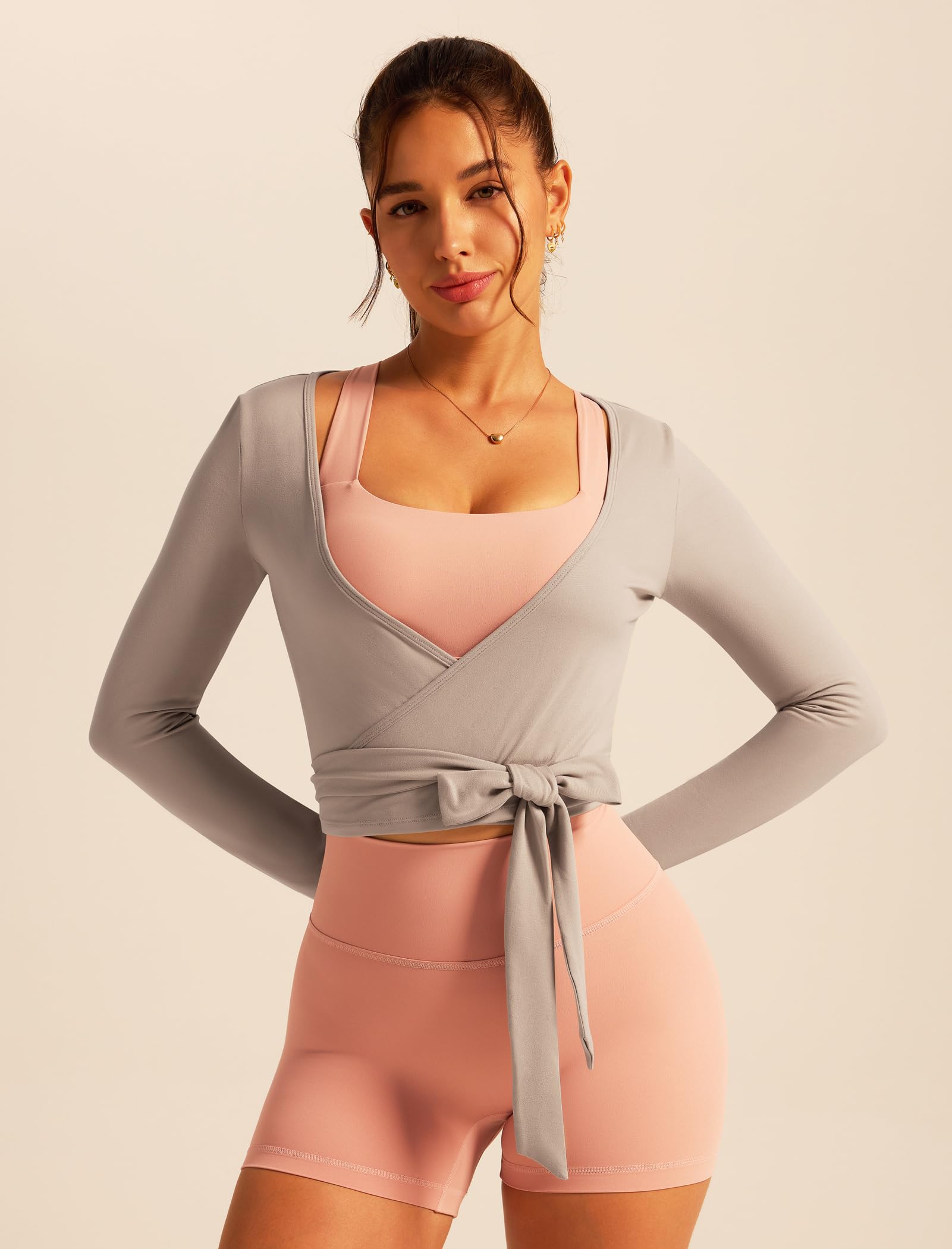IDOPIP Camiseta de manga larga para mujer: camiseta deportiva con cuello en V opaca, camiseta de manga larga para fitness, yoga, entrenamiento, pilates