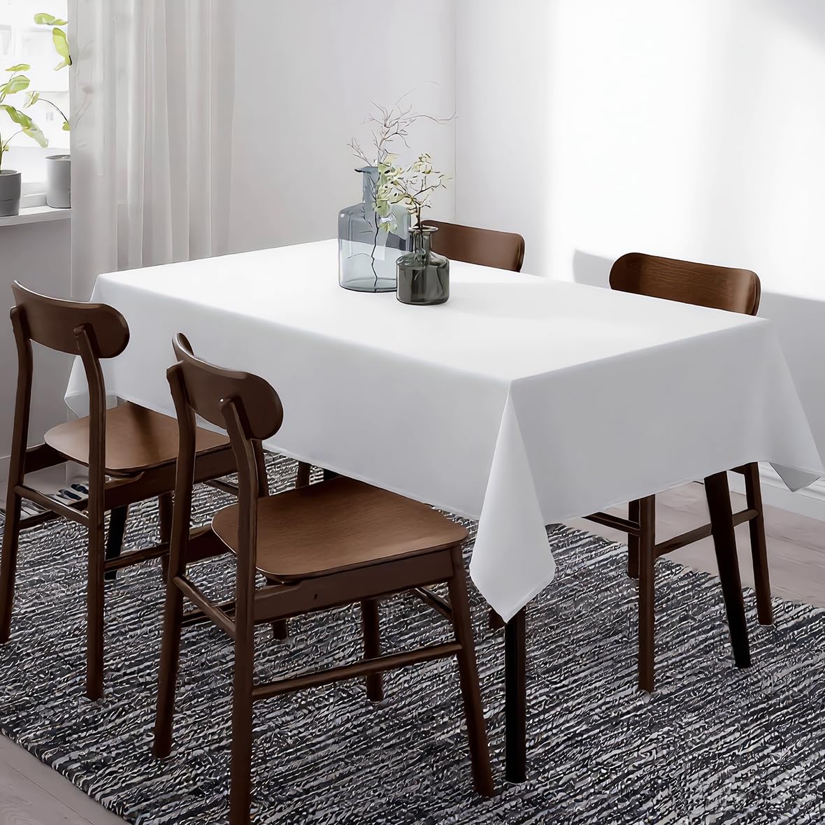 kachanaa 2 Pcs White Rectangle Table Cloth Washable Fabric Table Cover for Wedding Banquet Restaurant Buffet Parties Camping, 60X102 Inch โ image 1