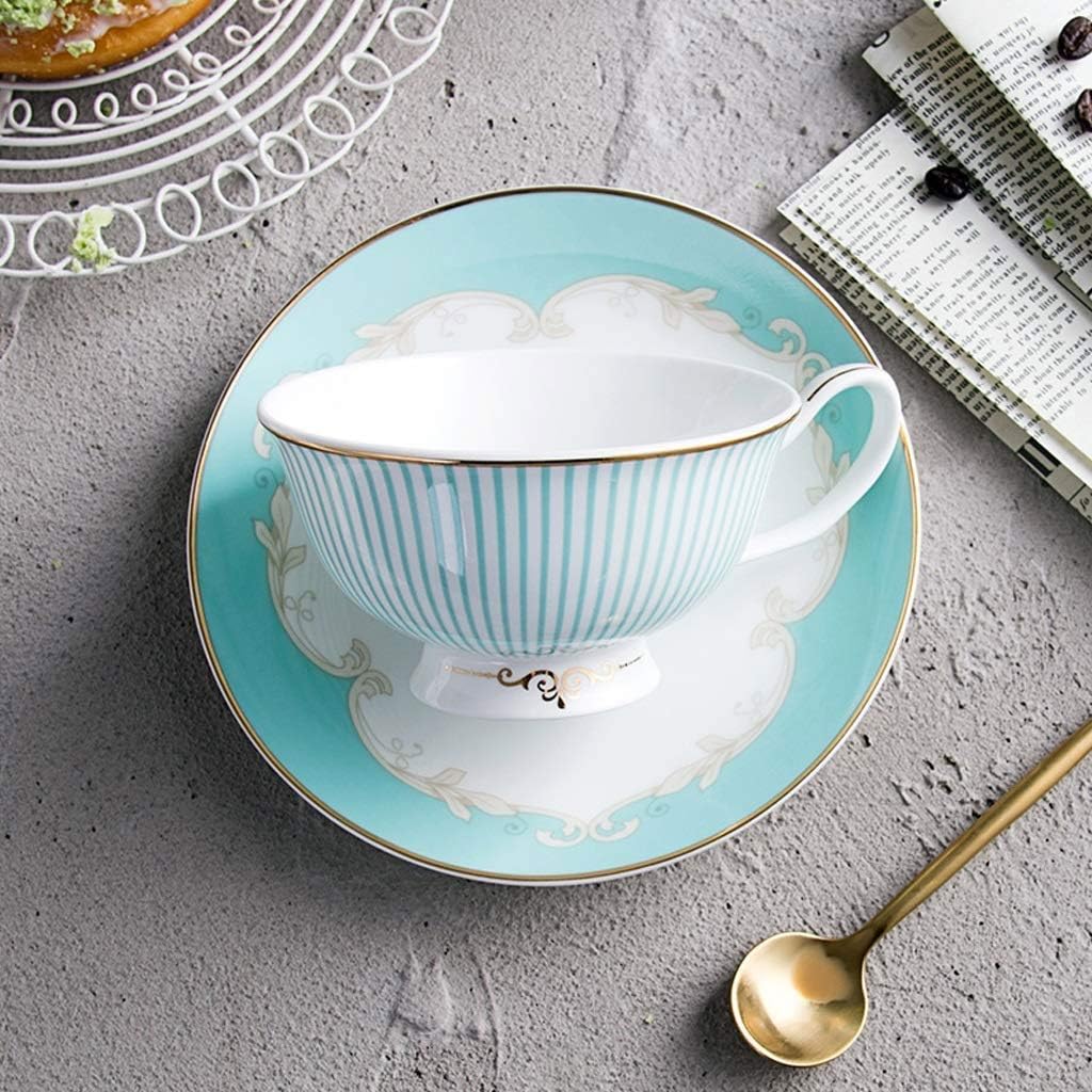 Striped Porcelain Cutlery Set Coffee Cup and Saucer Set for Cup Drink Breakfast Cup House Kitchen Office