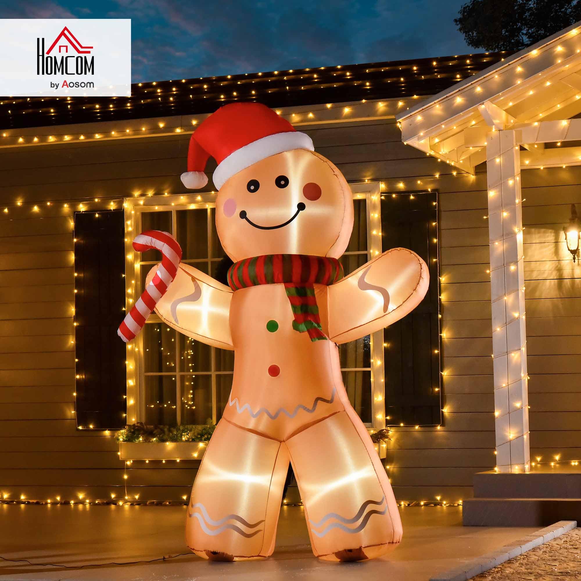 Kerstversiering - Opblaasbare Peperkoekman - LED-verlichting