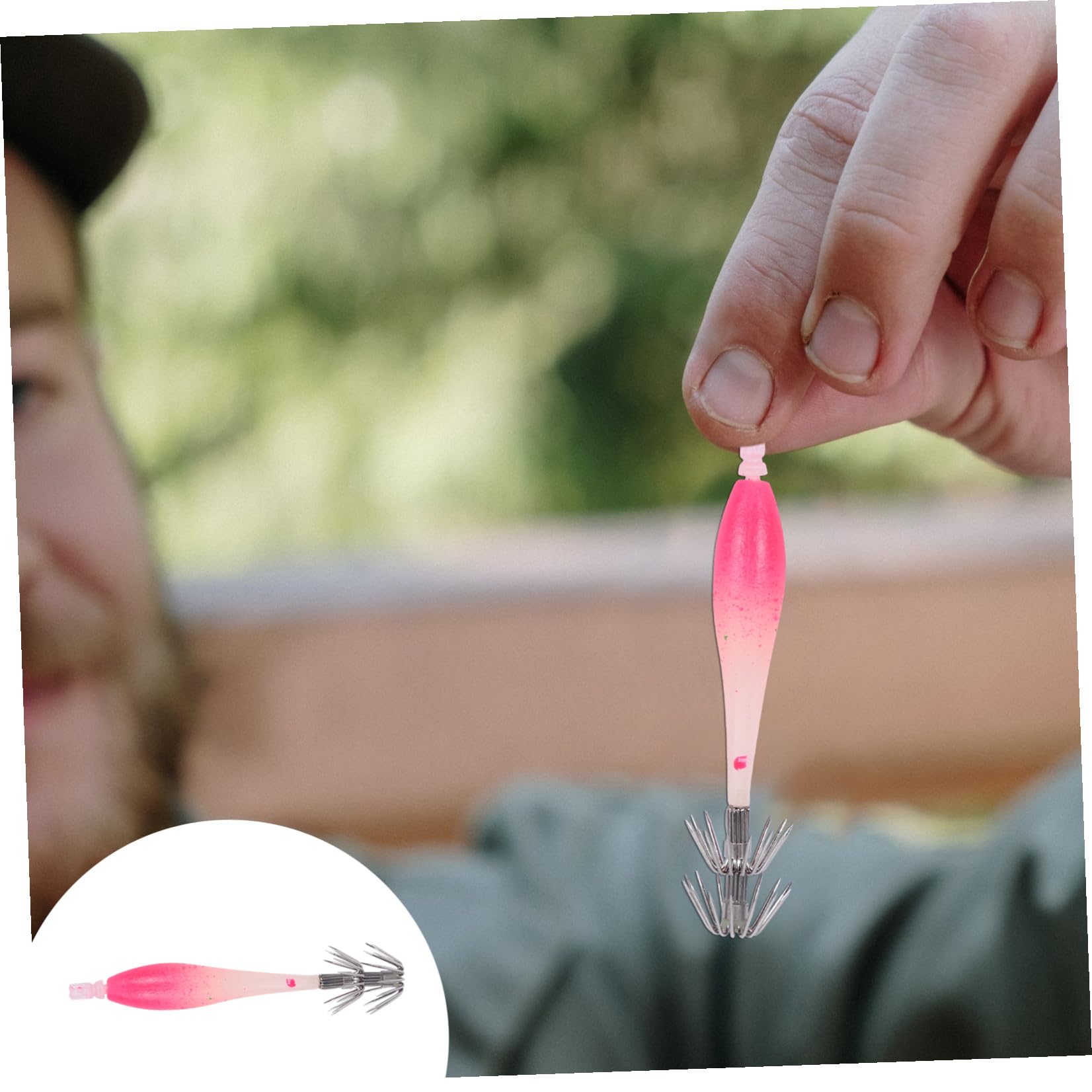 Toddmomy Crochet Lumineux Leurres De Pêche Crochets Appâts Attaquer Swimbait Hameçons À Double Calmar Appât Bionique pour Poissons Leurre De Pêche Bionique Gel De Silice Rose