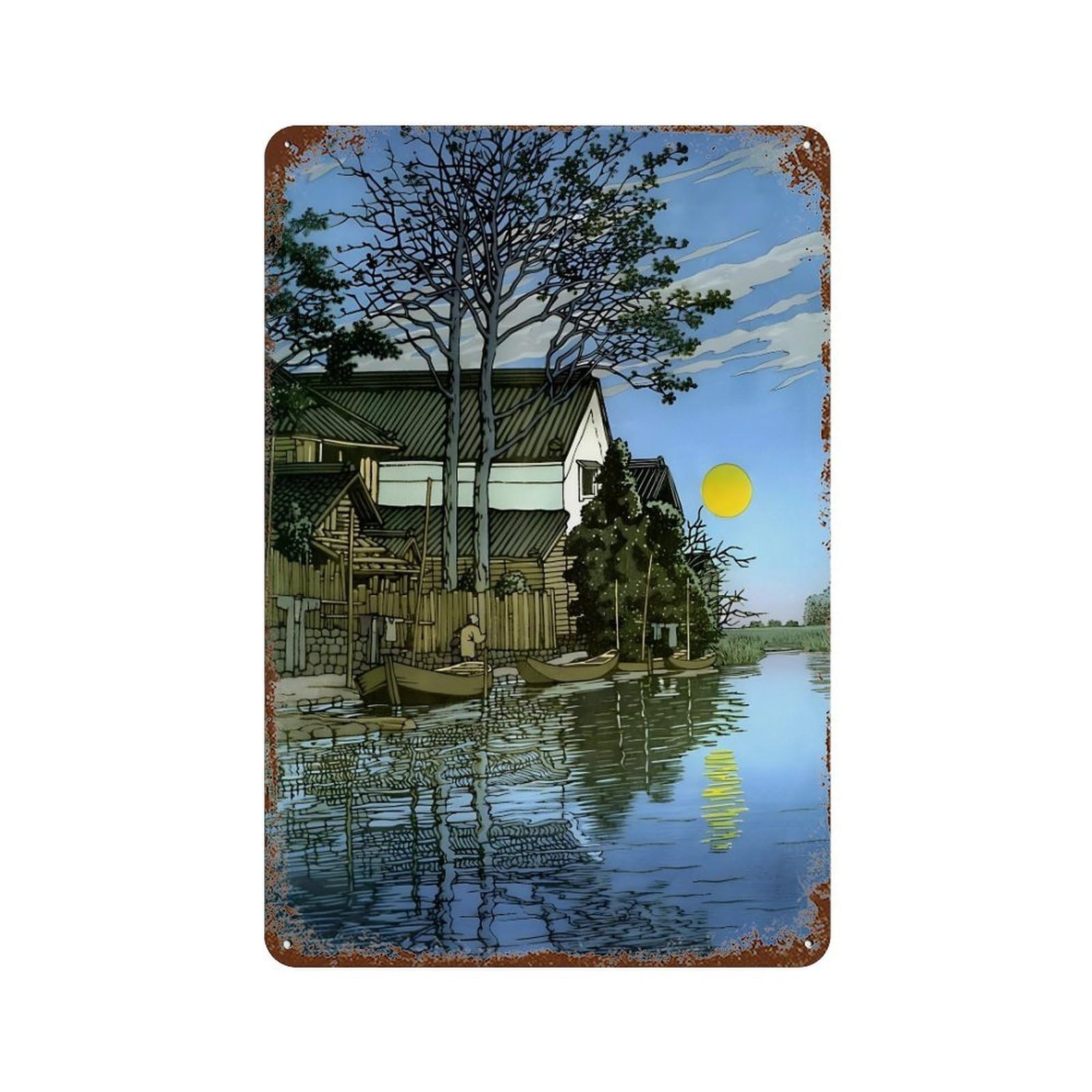 xiaoxiaoshen Hasui Kawase (15) Wall Decor Art Metal Tin Poster Modern Home Decor Art Home Bar Shop Decorations Vintage Sign 30x20cm