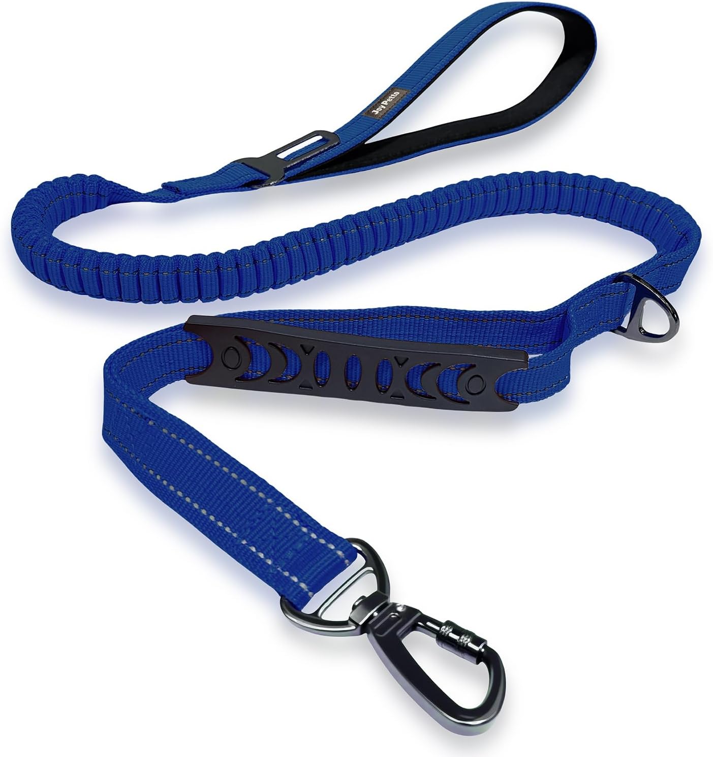 Dual Handle Bungee No-Pull Dog Leash for Large Dogs | 4-6ft elastic leash, reflective strip, traffic handle, car clip, heavy duty tactical, Khaki