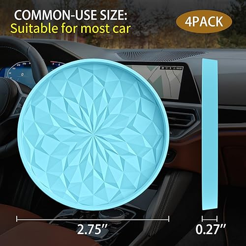 Miniatura 2 de ME.FAN Posavasos de automóvil para portavasos 4 unidades  Alfombrillas de silicona de 2.75 pulgadas  Accesorios universales antideslizantes para el