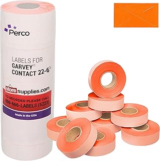 2212 Fluo. Red Pricing Labels for Garvey 22-6/22-7/22-8 Price Gun – 9 Rolls, 11,000 Price Marking Labels