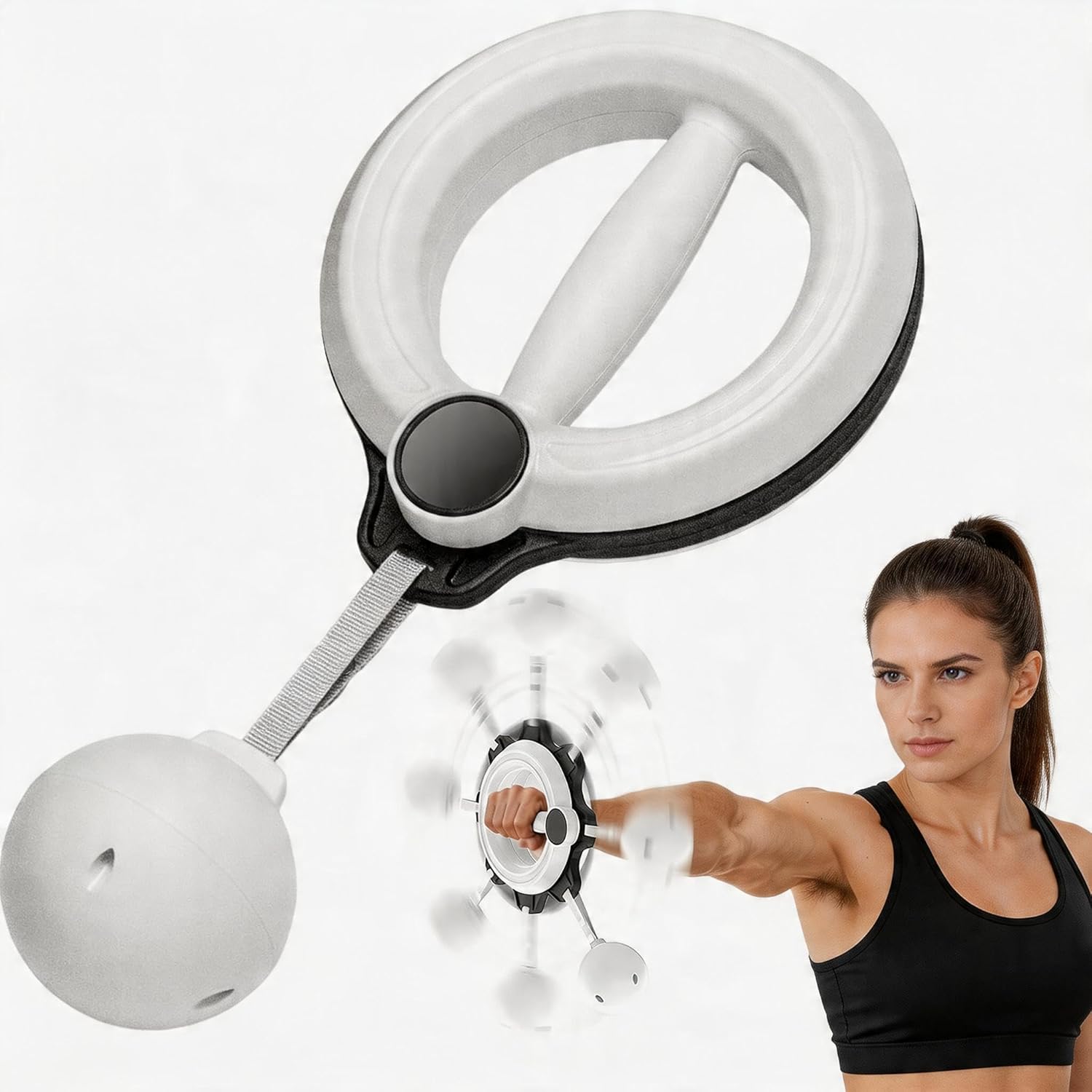 360° Hand-Crank Arm Trainer & Shoulder Exerciser – Shoulder Reliever Ball Swing Arm Exercise Equipment for Men & Women, Portable Arm Workout Equipment for Forearm