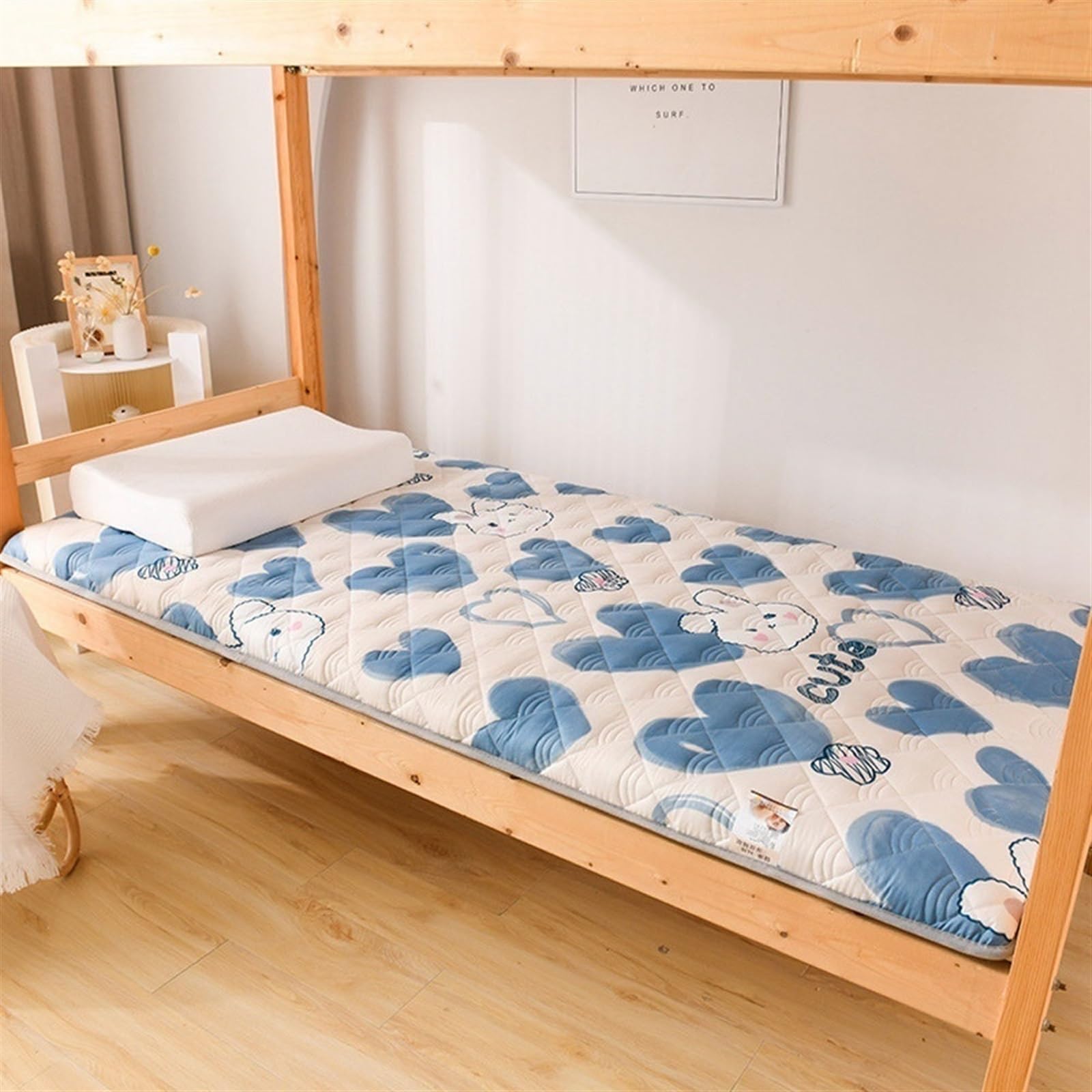 Matelas Souple Pliant Doux pour la Peau de Style Japonais Matelas Simple Double Pliable Matelas de dortoir étudiant Matelas épaissi Doux (Color : D, Size : 90x190cm)