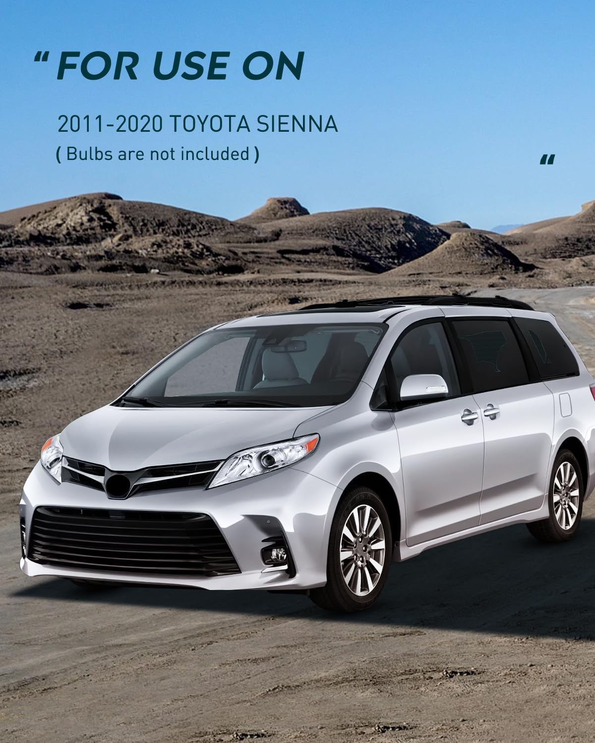 Nilight Headlight Assembly Compatible with 2011 2012 2013 2014 2015 2016 2017 2018 2019 2020 Toyota Sienna Chrome Housing Amber Reflector Clear Lens Headlights Replacement