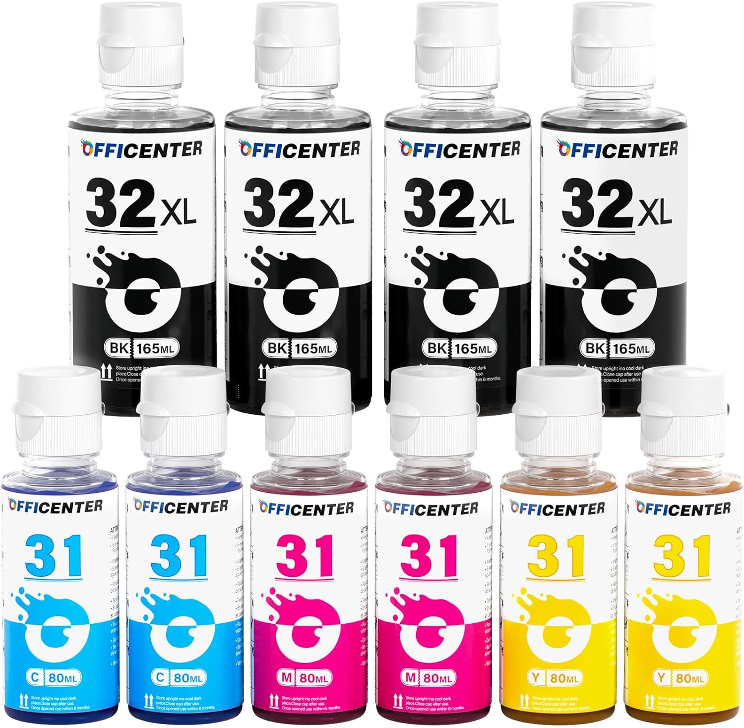 10 Pack 32XL Black Ink Bottle, 31 Ink Bottle Set Compatible for HP Smart Tank 5101 7301 6001 7602 5000 7001 5103 5102 Ink, Smart Tank Plus 651 551 455 457 450 Ink Refill