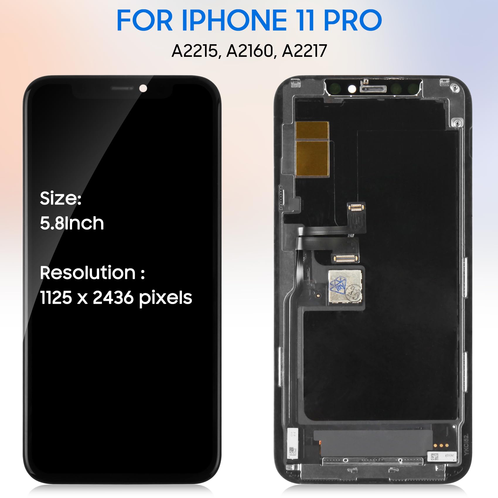 LADYSON per iPhone 11 PRO Sostituzione Schermo per iPhone 11 PRO LCD 11 PRO Display 3D Touch Screen Digitizer Assemblea Parti di Riparazione Kit A2160 A2217 A2215 5.8 Pollici INCELL Nero