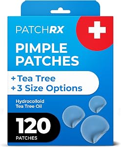 PatchRx Pimple Patches for Face (120 Patches), Hydrocolloid Pimple Patches - Pimple Patch Zit Patch and Pimple Stickers - Hydrocolloid Pimple Dots for Pimples - Zit Patches