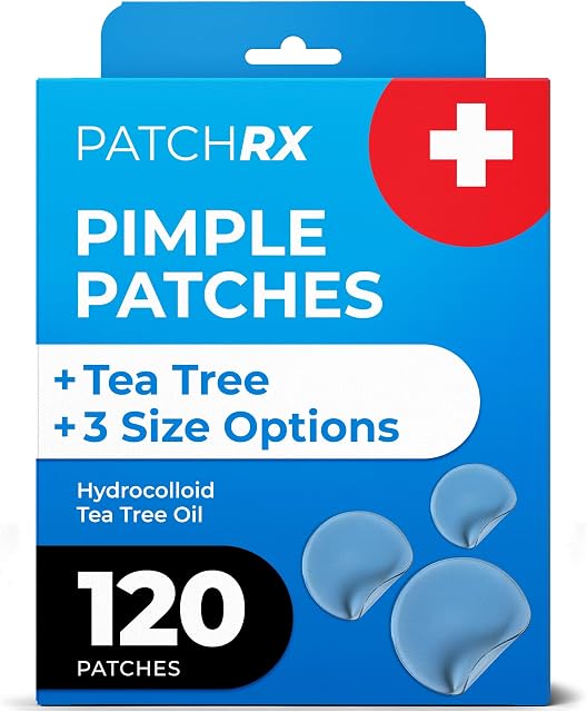 PatchRx Patches Anti-Acné pour le Visage (120 Patches), Patches Hydrocolloïdes Anti-Acné - Patch Anti-Acné et Autocollants Anti-Acné - Points Hydrocolloïdes pour Acné - Patches Anti-Acné