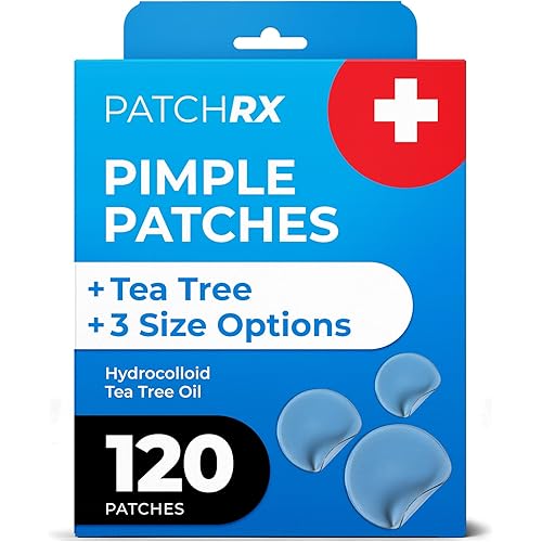 PatchRx Pimple Patches for Face (120 Patches), Hydrocolloid Acne Patches with Tea Tree Oil, Pimple Patch Pimple Stickers - Hydrocolloid Patch Acne Dots - Acne Pimple Patches For Face - Zit Patches