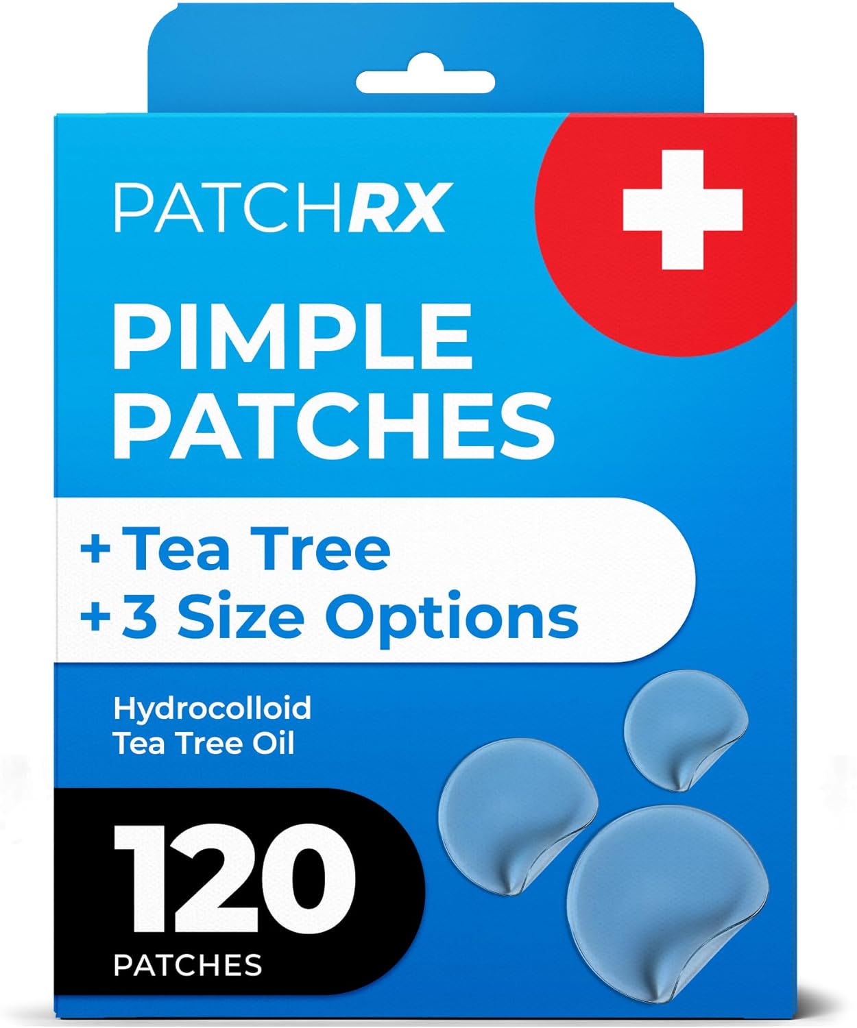 PatchRx Pimple Patches for Face (120 Patches), Hydrocolloid Acne Patches with Tea Tree Oil, Pimple Patch Pimple Stickers - Hydrocolloid Patch Acne Dots - Acne Pimple Patches For Face - Zit Patches