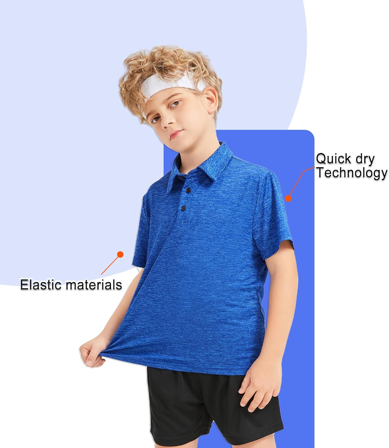 5 Pack Boys&Girls Athletic Polo Quick Dry Short Sleeve Youth Performance Activewear... - Image 2