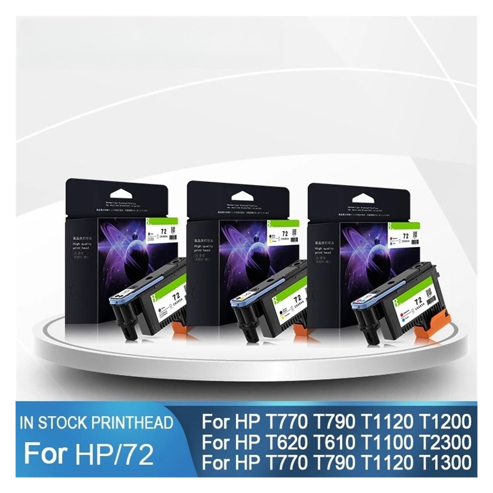 72 Testina di stampa C9380A C9383A C9384A, compatibile con HP Designjet, T770 T790 T795 T610 T620 T1100 T1120 T1200 T1300 T2300(A set - 3 PCS