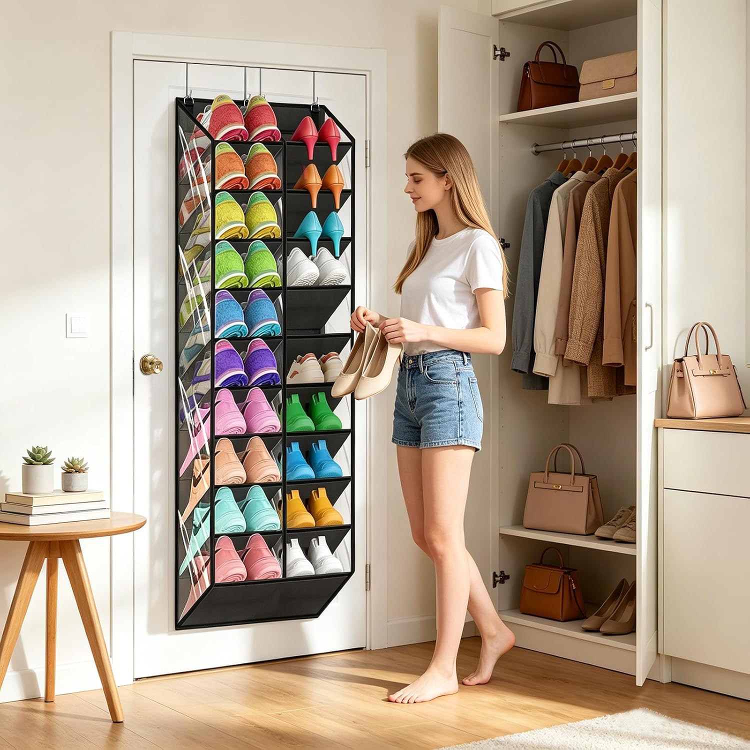 10-Tier Hanging Shoe Rack for Closet, Black