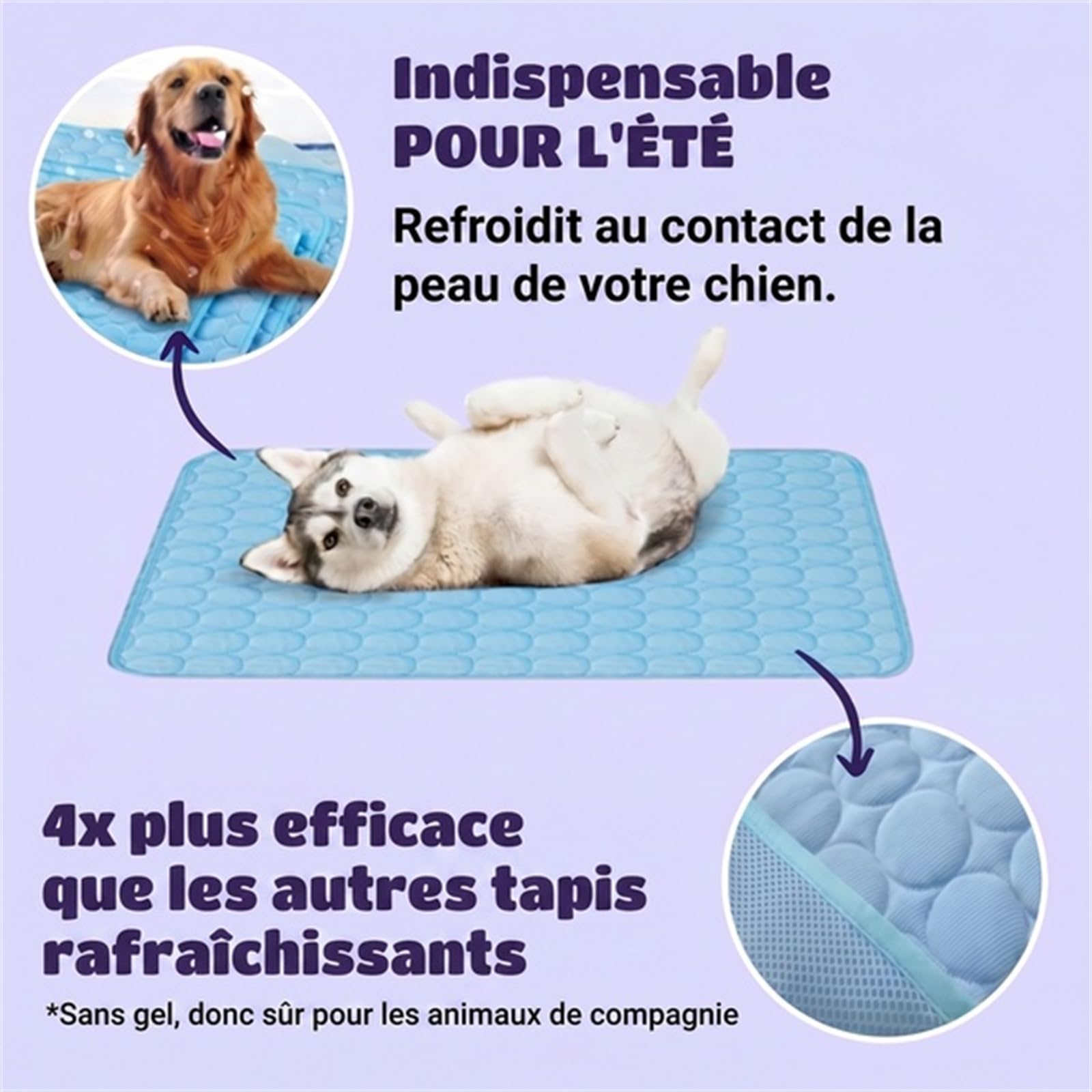 ChiKitur Tapis Refroidissant pour Chat Lavable et Respirant