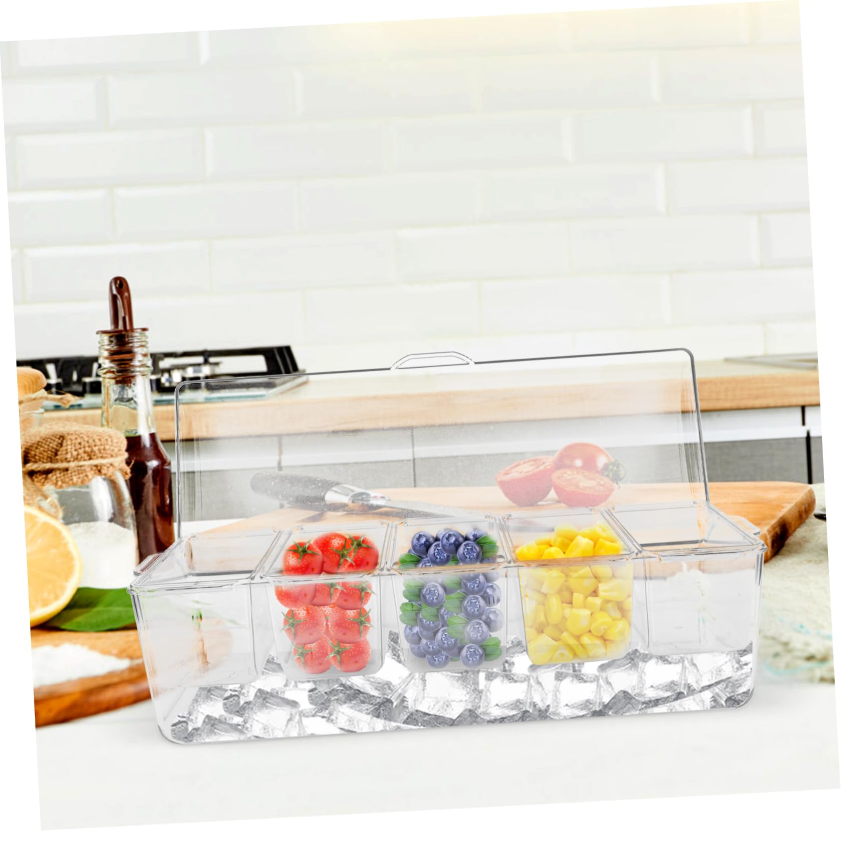Boîte de Rangement Salade à 5 Compartiments en Plastique Grosse Capacité