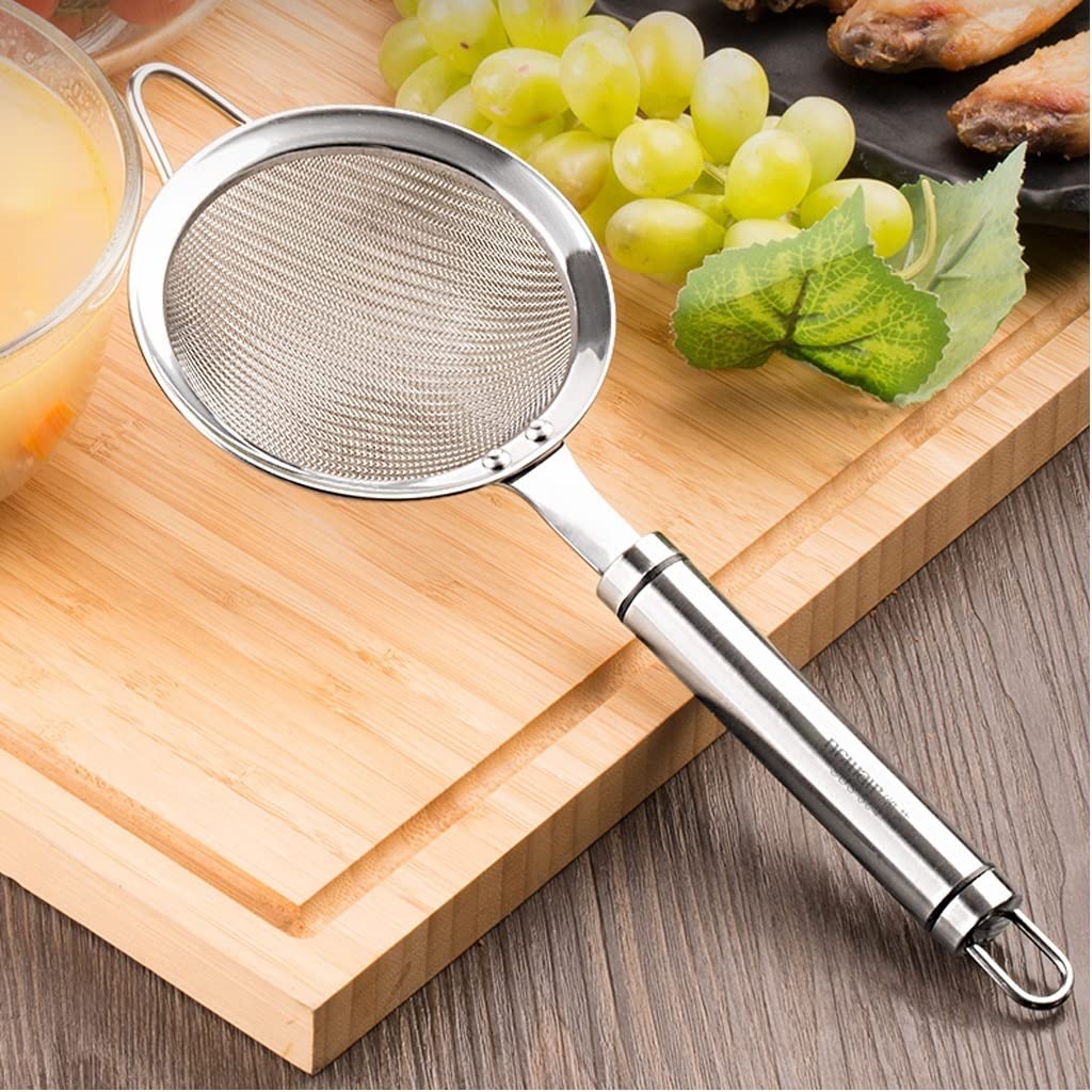 Cucchiaio Schiumarola Filtro da cucina in acciaio inossidabile for skimmer, filtro professionale a maglia fine extra e manico robusto, filtro a maglia fine Schiumarola Per Cucinare ( Size : Medium )